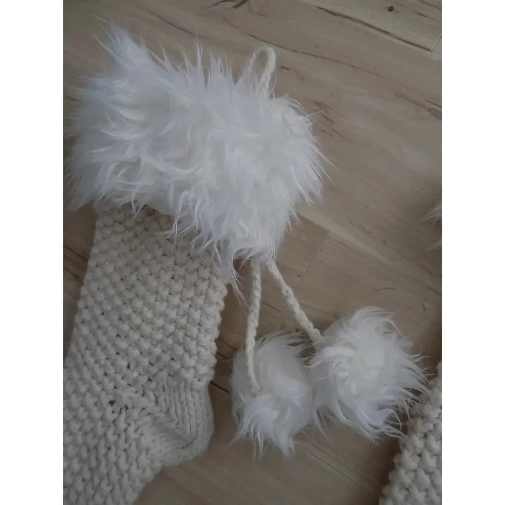 Lot of 2 Pottery Barn chunky knit Christmas stockings